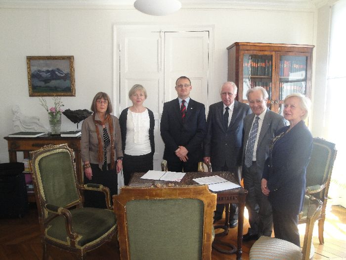 Ewa Rutkowska, Polish Library in Paris (first on the left), Małgorzata Ptasińska-Wójcik, Rafał Leśkiewicz, Franciszek Gryciuk, Prof. C. Pierre Zaleski, and Danuta Dubios