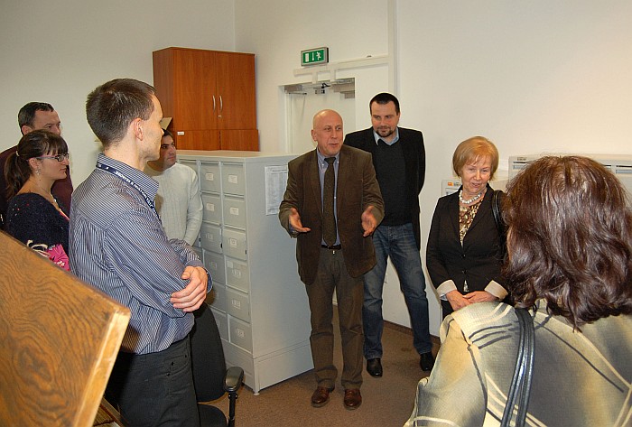 The speech by dr Marek Lasota, Director of the Cracow Branch of IPN. Also in the picture: Rafał Środa, Head of the Record-Keeping Uniti and Rafał Dyrcz, Head of the Branch Archives