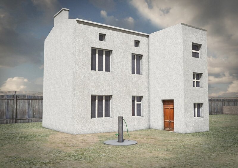 Reconstructed building of the so-called “needle room” (point “49”) (Multimedia map of the German labour camp for Polish children on
Przemysłowa Street in Łódź/Institute of National Remembrance, Łódź Branch).