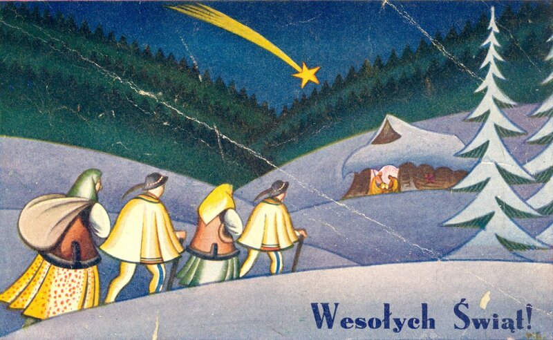 A Christmas card, probably issued before the war by the 'Wydawnictwo Salonu Malarzy Polskich' Publishing House. AIPN Katowice