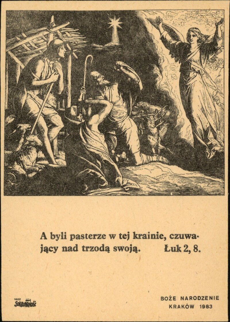 Christmas card from 1983, printed by 'Solidarity' circles. From the collection of the IPN Archive in Cracow