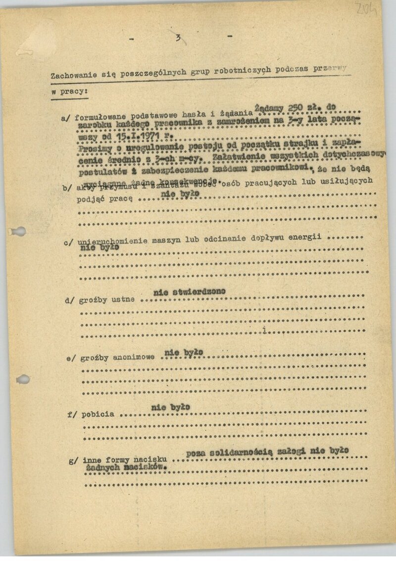 1971 Łódź textile workers strike - archival source