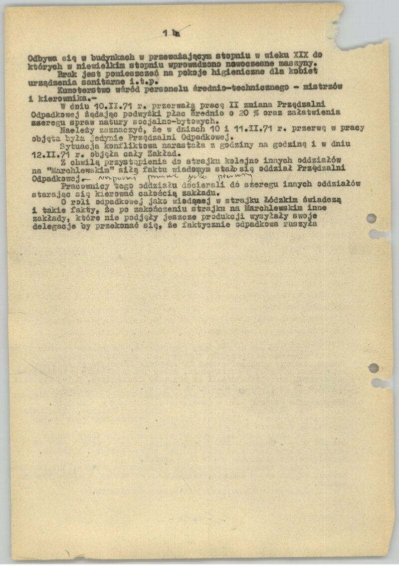 1971 Łódź textile workers strike - archival source