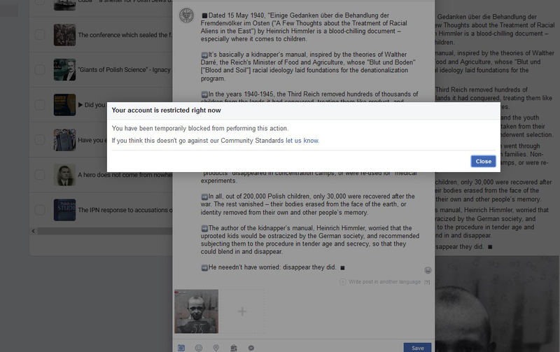 The ban on the IPN's Fb account