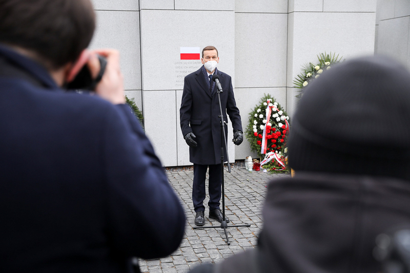 Prime Minister Mateusz Morawiecki during 1 March celebrations at the Lot "Ł". Photo: Sławek Kasper, IPN