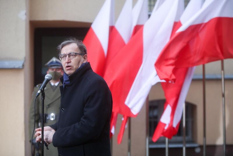 Unveiling of the WiN plaque at the Mokotów prison
