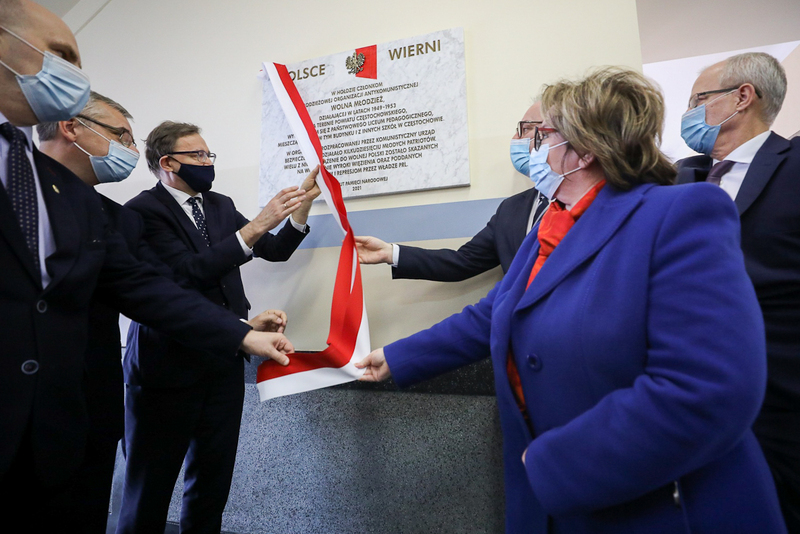 The unveiling of the "Free Youth" anti-communist organization memorial plaque