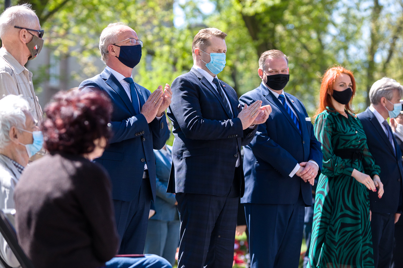 Commemorative celebrations at the Monument to Witold Pilecki on the 120th anniversary of his birth, Warsaw 13 May 2021