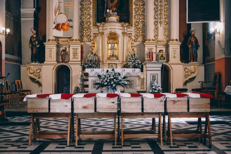 The funeral of 8 soldiers of the Polish Army who died in the defense of Fort III in Pomiechówek in 1939 - Pomiechowo, 20 May 2021