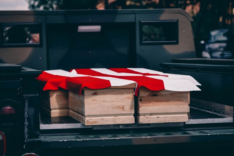 The funeral of 8 soldiers of the Polish Army who died in the defense of Fort III in Pomiechówek in 1939 - Pomiechowo, 20 May 2021