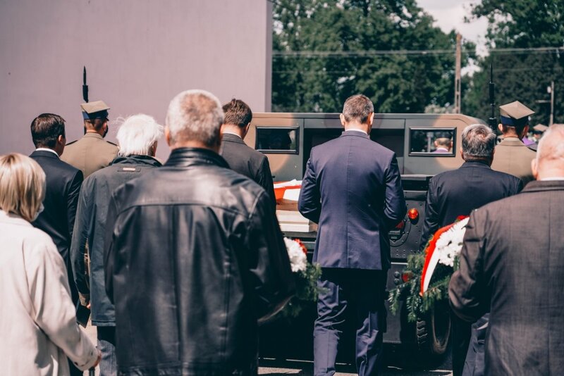 The funeral of 8 soldiers of the Polish Army who died in the defense of Fort III in Pomiechówek in 1939 - Pomiechowo, 20 May 2021