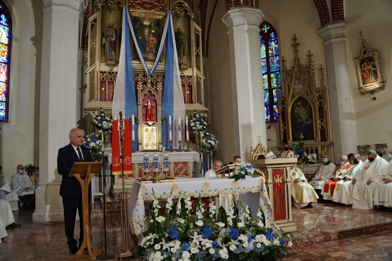 The erection ceremony for the Sanctuary of Our Lady of Klewa, Patroness of Borderland Families, in Skwierzyna (Lubuskie region), 22 May 2021, Photo: Jakub Wojewoda (IPN) The erection ceremony for the Sanctuary of Our Lady of Klewa, Patroness of Borderland Families, in Skwierzyna (Lubuskie region), 22 May 2021, Photo: Jakub Wojewoda (IPN)
