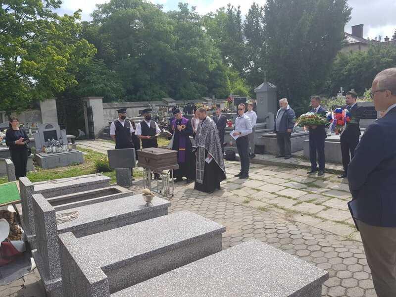 The burial of a Red Army serviceman in Miechów