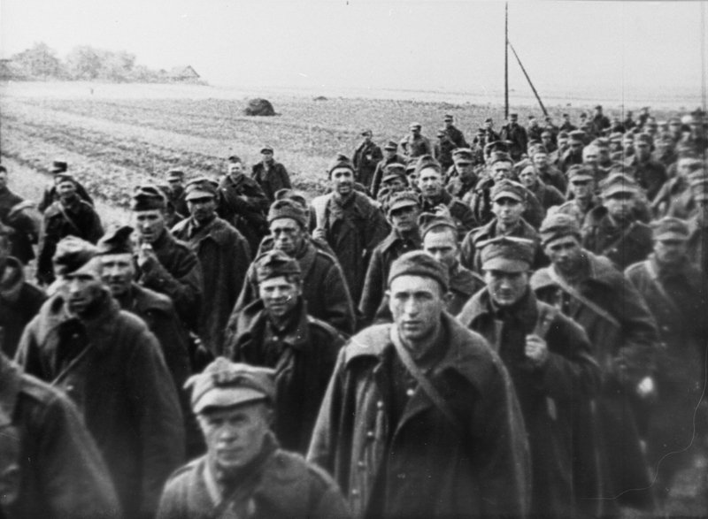 Polish POWs marching to Soviet labour camps