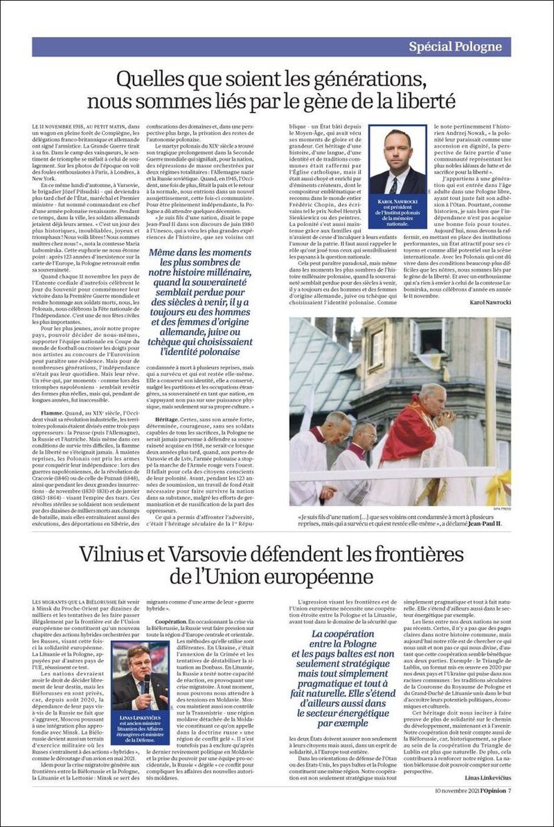 "We Are Telling the World about Poland" stories in "L'Opinion"