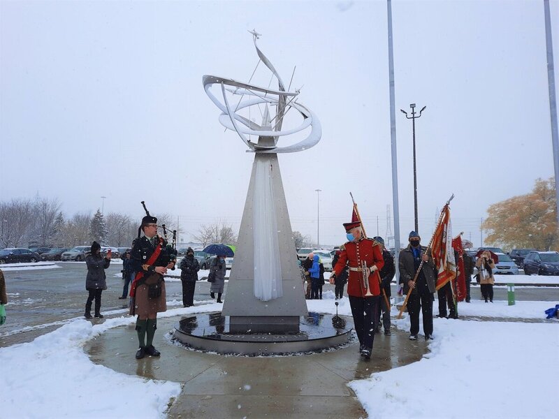 „Spiral of Victory” monument honoring Polish World War II veterans, Mississauga, Canada; 28 November 2021