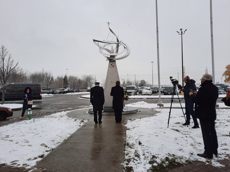 „Spiral of Victory” monument honoring Polish World War II veterans, Mississauga, Canada; 28 November 2021