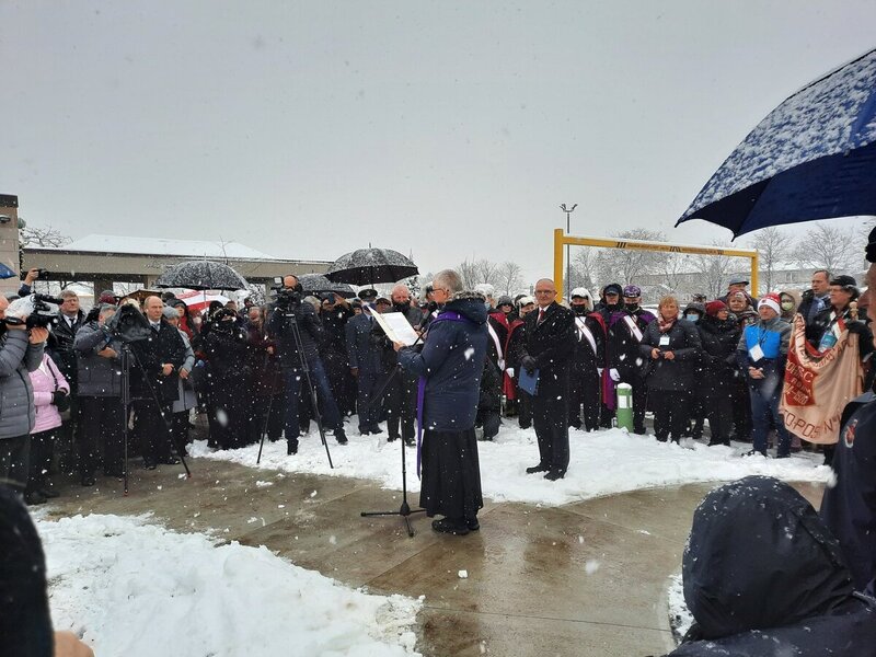 „Spiral of Victory” monument honoring Polish World War II veterans, Mississauga, Canada; 28 November 2021