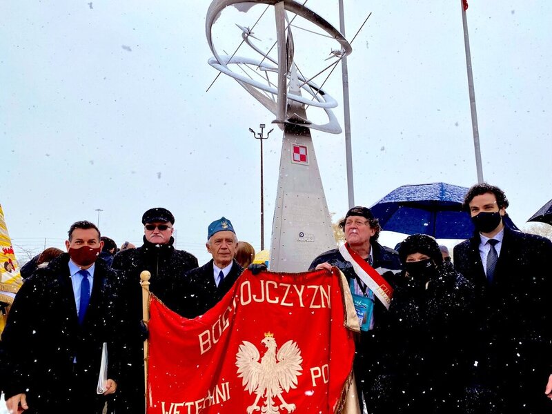 „Spiral of Victory” monument honoring Polish World War II veterans, Mississauga, Canada; 28 November 2021