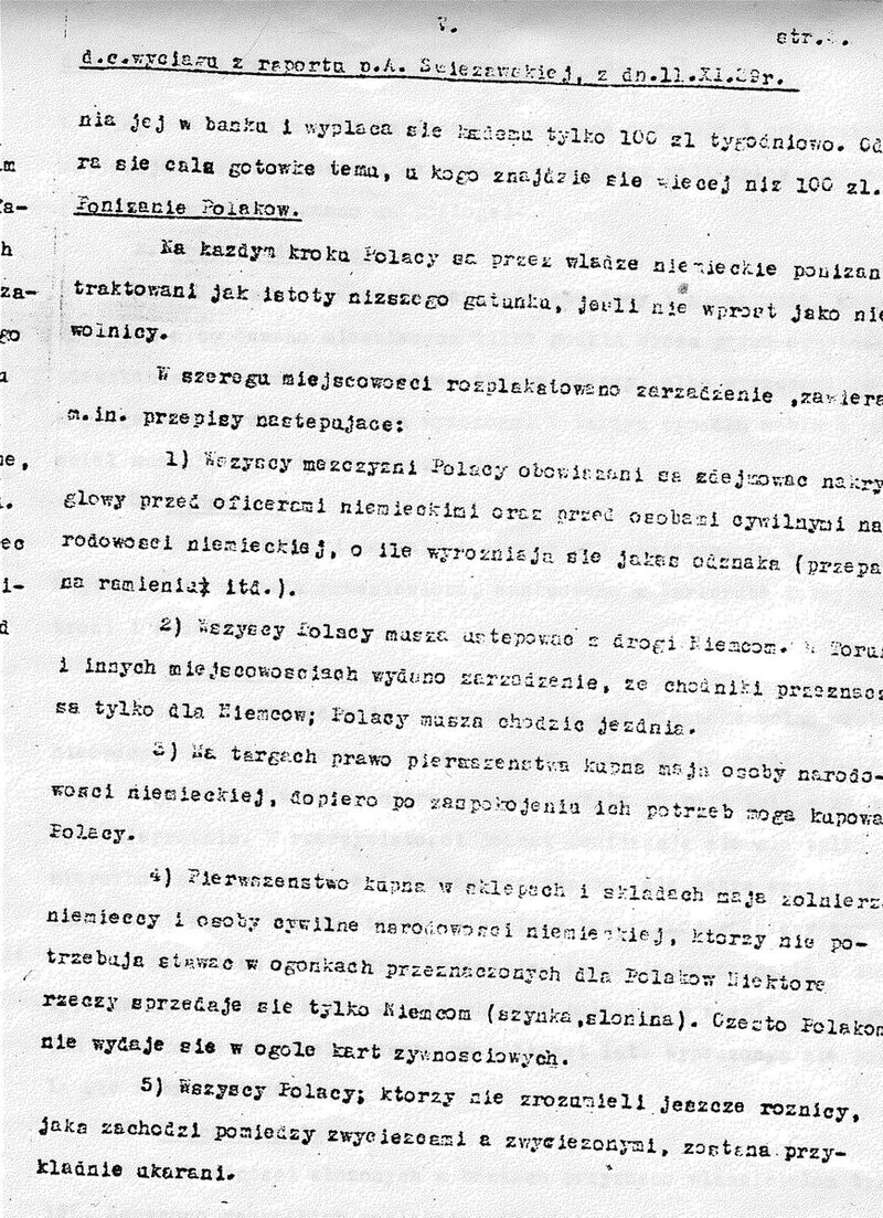 Fragment of Anna Świeżawska’s report (Polish Institute and Sikorski Museum in London)