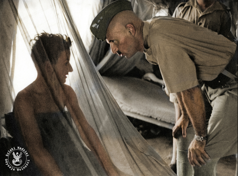 General Władysław Anders's visit to a military hospital in Iran (photo: Józef Piłsudski Institute in America). Coloring: Mikołaj Kaczmarek