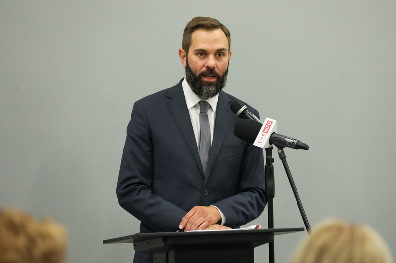 Director of the Centrum Historii Zajezdnia in Wrocław Marek Mutor, Ph.D. during the official opening of the exhibition. Photo: Mikołaj Bujak (IPN)