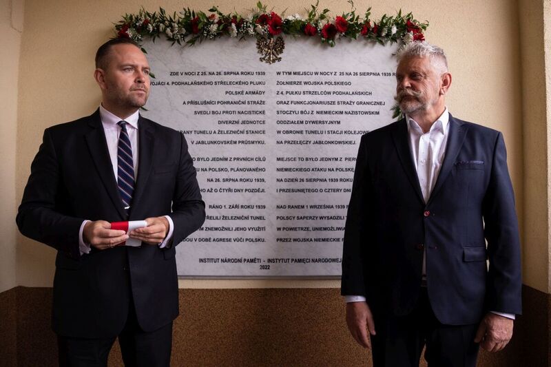 The commemoration of the defenders of the tunnel and railway station near Jabłonków (Czech Republic), 23 August 2022; Photo: Mikołaj Bujak IPN