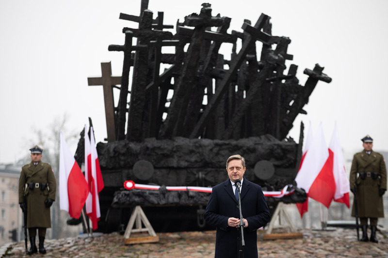 A ceremonial unveiling of a new commemoration - an integral part of the monument to the Fallen and Murdered in the East monument on the anniversary of the Russian aggression against Ukraine; Warsaw, 24 February 2023.