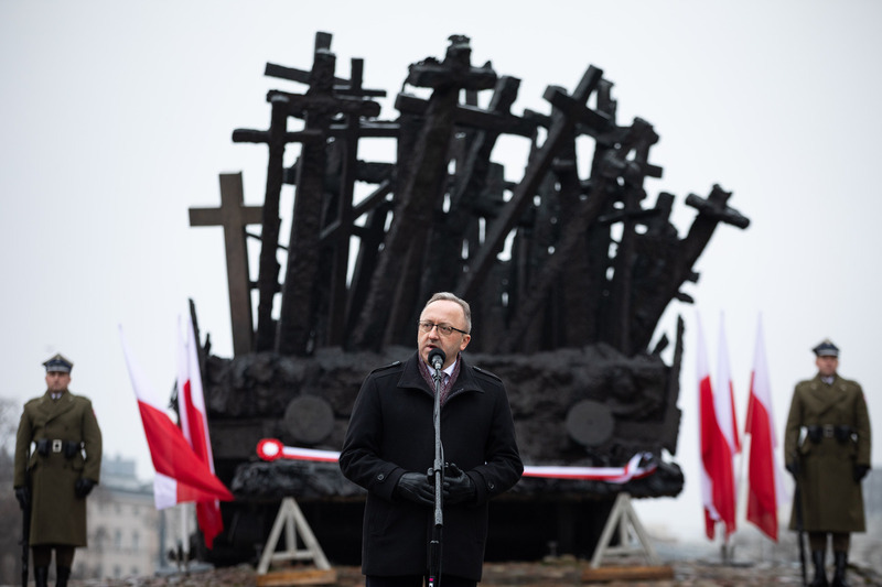 A ceremonial unveiling of a new commemoration - an integral part of the monument to the Fallen and Murdered in the East monument on the anniversary of the Russian aggression against Ukraine; Warsaw, 24 February 2023.