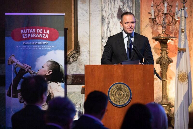 The IPN President Karol Nawrocki, Ph.D. The "Trails of Hope. The Odyssey of Freedom" IPN exhibition in Buenos Aires, 12 September 2023; Photo: M.Bujak (IPN)