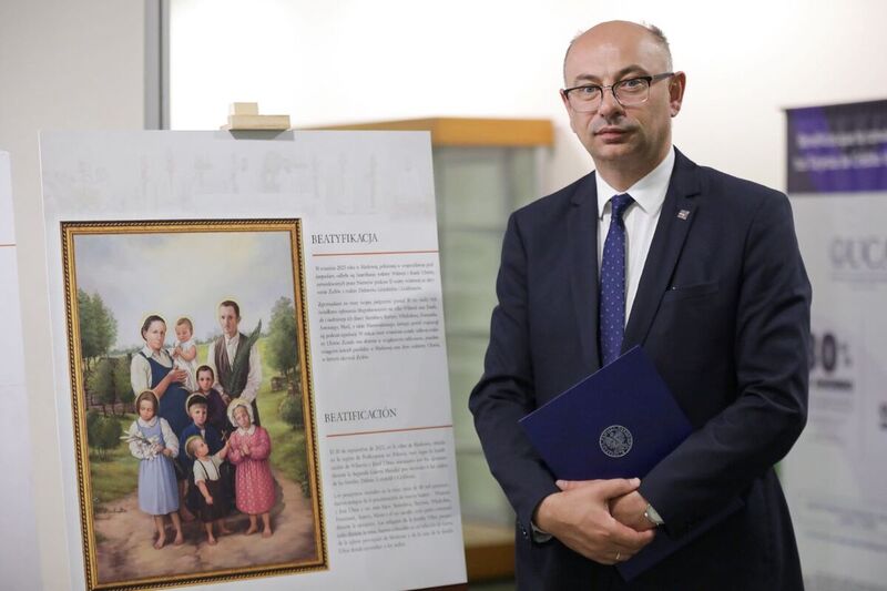 The IPN Deputy President Mateusz Szpytma, Ph.D. at the IPN "The Good Samaritans from Markowa" exhibition presented in Rosario, Argentina – 14 September 2023; photo: M. Bujak (IPN)