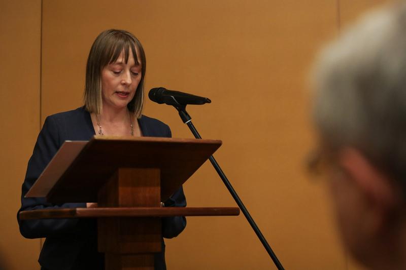 Polish Ambassador to Argentina Aleksandra Piątkowska at the IPN "The Good Samaritans from Markowa" exhibition presented in Rosario, Argentina – 14 September 2023; photo: M. Bujak (IPN)