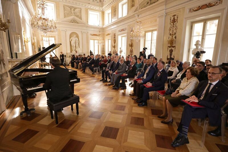 The ceremonial decoration of the laureates of the "Ambassador of Polish History”Award at the Royal Łazienki Park in Warsaw, 17 October 2023