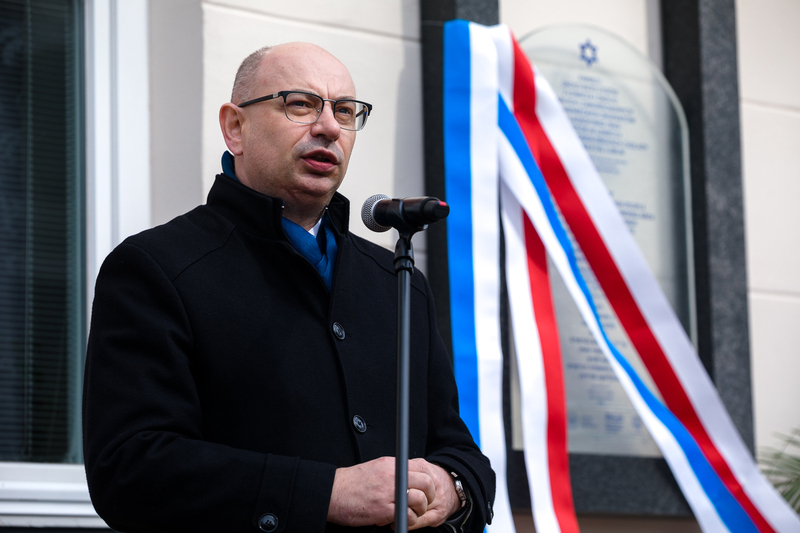 The unveiling of a memorial Matzeva in Łowicz; 21 March 2024; Photo:Sławek Kasper IPN