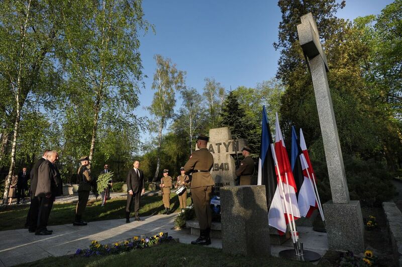 The Prime Minister of Estonia Kaja Kallas and the President of the IPN Karol Nawrocki commemorated the victims of the Katyn Massacre, Warsaw 11 April 2024; Photo: Mikołaj Bujak, IPN