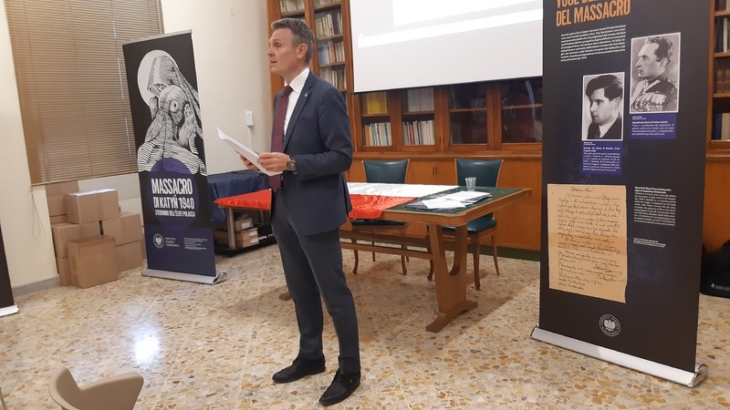 Presentation of the IPN exhibition entitled "The Katyn Massacre of 1940: Extermination of the Polish Elite" – Bari, Italy, 28 April 2024; photo: P. Pastuszak (IPN)