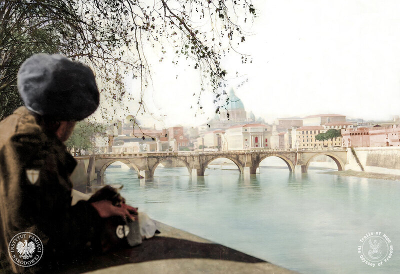 A Polish soldier on the Tiber, with the skyline of Rome in the distance. June 1944 (photo: The Polish Institute and Sikorski Museum in London, photo made available by the KARTA Centre Foundation)