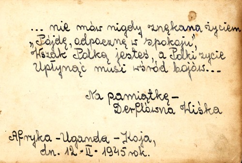 Diary entry  made in a settlement for Polish refugees in Koja, Uganda, February 12, 1945, Photo: IPN Archive