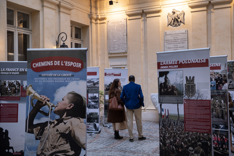 The IPN "Trails of Hope. The Odyssey of Freedom" exhibition was presented in the Polish Library in Paris, 4 June 2025; photo: S. Kasper (IPN)