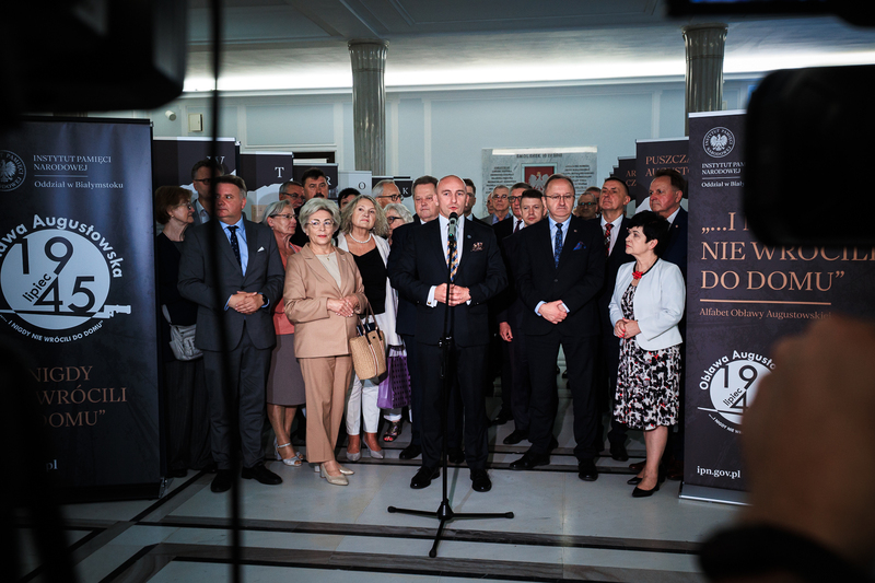 The IPN exhibition entitled “And They Never Returned Home. The Alphabet of the Augustów Roundup,” Warsaw, 22 July 2025; photo: S. Kasper (IPN)