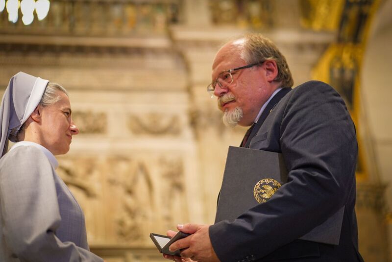 The ceremony of awarding the IPN  “Reipublicae Memoriae Meritum” medal to the Nazareth sisters. The award was presented by Adam Siwek, Director of the IPN's Office for Commemorating the Struggle and Martyrdom - Loreto, 17 July 2025. Photo: Mateusz Niegowski (IPN)