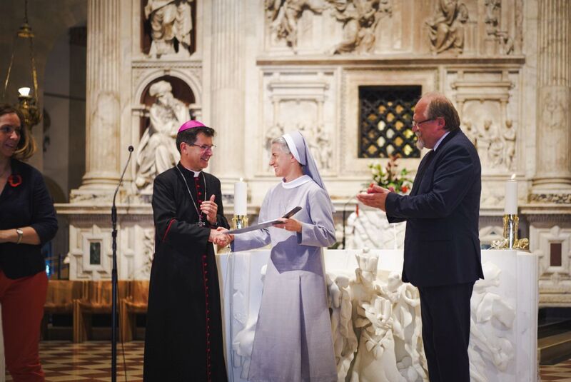 The ceremony of awarding the IPN  “Reipublicae Memoriae Meritum” medal to the Nazareth sisters. The award was presented by Adam Siwek, Director of the IPN's Office for Commemorating the Struggle and Martyrdom - Loreto, 17 July 2025. Photo: Mateusz Niegowski (IPN)