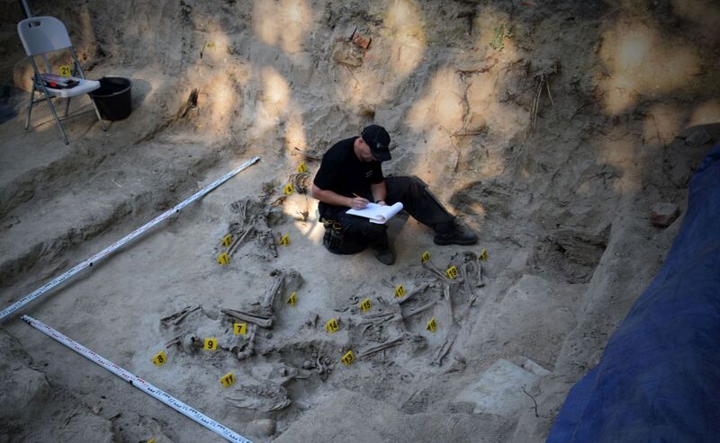 The works conducted by the Institute of National Remembrance in Lviv-Zboiska, Ukraine, 4--30 August 2025; photo: BPiI (IPN)