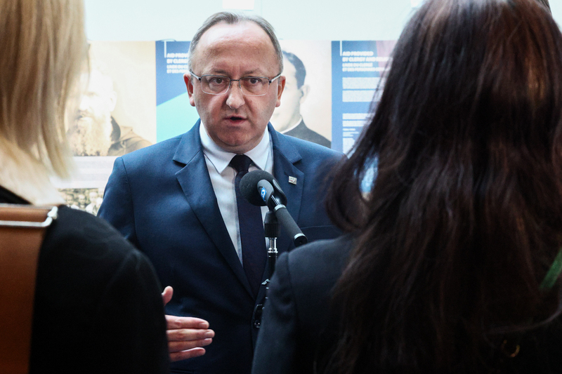 Prof. Karol Polejowski ath the opening of the IPN exhibition "Poles Saving Jews During World War II” at the European Parliament in Brussels, 24 March 2026; photo: Sławek Kasper