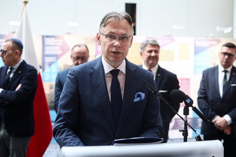 MEP Arkadiusz Mularczyk during the opening of the IPN exhibition "Poles Saving Jews During World War II” at the European Parliament in Brussels, 24 March 2026; photo: Sławek Kasper