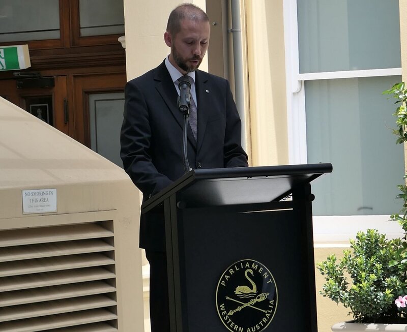 Michał Kołodziejski, the Ambassador of Poland to Australia. The opening of the “Time for Heroes” exhibition in the Western Australian Parliament in Perth - 9 November 2018